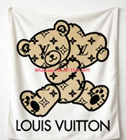 LV Monogram Teddy Bear Blanket LV Teddy Bear Flannel Throw 069